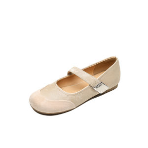 Suede Soft Bottom Patchwork Mary Jane Shoes Womens Spring Summer New round Head Shallow Mouth New Chinese Style Flat Bottom