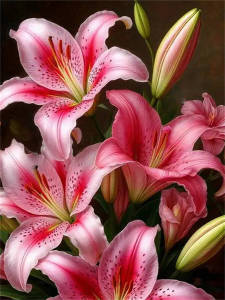 HUACAN Lily Branch Diamond Painting Full Square Round Drill Landscape Diamond Embroidery Picture Of Rhinestones
