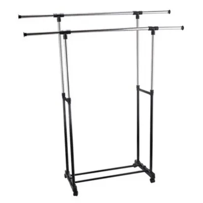 Adjustable Single Dual Rod Stainless Steel Floor Standing Clothes Hanger