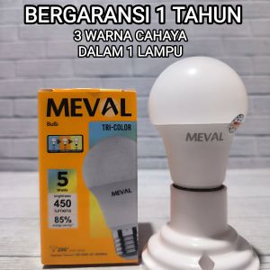 MEVAL LAMPU LED BULB TRI-COLOR 5W 5 WATT TRICOLOUR SNI GARANSI 1 TAHUN
