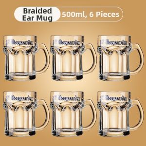 Large Capacity Crystal Glass Beer Mug with Handle