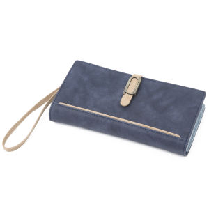 Women Long Wallet with Wrist Strap PU Leather Female Purses Card Holder