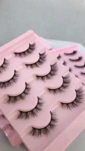 AMSDCN 5 pairs natural fluffy 3D mink false eyelashes fake lashes makeup kit Mink Lashes extension eye lashes short eyelashe