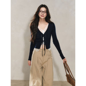 Áo Thun Dệt Kim Dài Tay Nữ Mùa Thu 2025 Áo Thun Dệt Kim Cổ Tròn Màu Trơn Tay Dài Thường Ngày Dành Cho Thanh Thiếu Niên