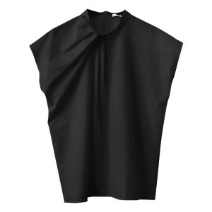 AMII | New Commuter Asymmetric Pleated Wide-Shoulder Collar Shirt