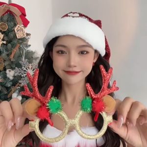 Msia (Ready Stock) 17 Design Christmas Glasses Frame Adult Kid Children Snowman Santa Claus Merry Xmas Party Glass Fun