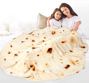 Super Soft Warm Flannel Burrito Blankets 280Gsm 180CM Round Shape Airplane Travel Throw Coral Fleece Tortilla Nap Wrap Blankets