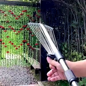 คราดหญ้า คราดถากหญ้า 15ฟัน คราดเหล็กปรับระดับ คราดเหล็ก ปรับระดับ พร้อมด้าม แข็งแรง ผลิตจากสเตนเลสสตีลคุณภาพสูง 76-167cm