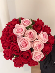 51cm ช่อดอกไม้ ดอกกุหลาบวันวาเลนไทน์ ดอกnไม้ลวดกํามะยี่ ดอกnไม้วาเลนไทน์ ดอกไม้ปลอม