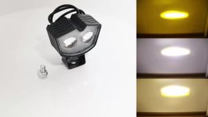 KEVANLY | 1/2pcs Motorcycle LED Spotlight White Yellow Flash With Red Demon Eye Ring 3Lines 4Modes For ATV Offroad RV UTV Fog Lamp 12-24V