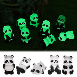 5PCS Luminous Panda Mini Figurines Miniature Ornament Glowing in Dark
