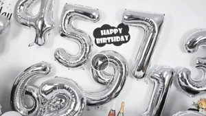 Silver Number Balloons 32 inch Digital Aluminum Film Balloon Large Number 0-9 Metallic Foil Balloon for Birthday Wedding Anniversary Party Decoration