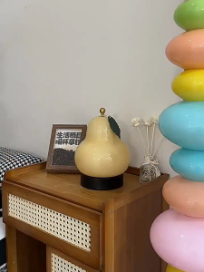 LED Pear Glass Desk Lamp Bedroom Decoration Lamp Retro Atmosphere Lamp Rechargeable Touch Night Lamp