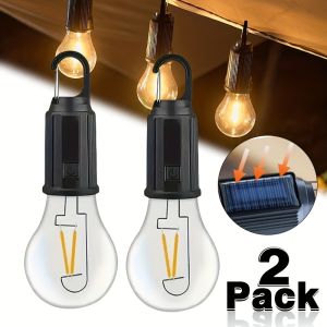 LED Camping Light Bulbs Outdoor USB Rechargeable Solar Powerd Hanging Lights Portable Tent Light Waterproof Camping Flashlight