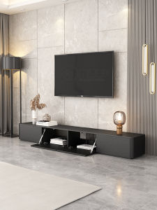 Modern Minimalist Solid Wood TV Cabinet Coffee Table Combination Luxury Living Room Furniture Home Use Small Apartment Black