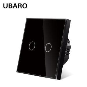 UBARO | UBARO EU Standard Touch Switch Tempered Glass Panel 1 Gang Wall Light Switch AC110-240V Home No Neutral Wire Required