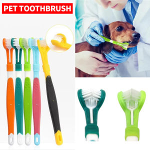 Three sided pet toothbrush dog plastic toothbrush to remove bad breath Tatar cleaning for oral hygiene pet dental care cat c