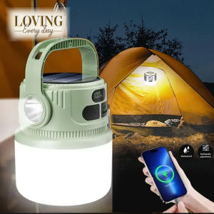 Outdoor Solar Light LED Portable Camping Lantern Lightweight Tent Lamp Night Lamps USB Rechargeable Hanging Lights with Hook
