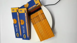 12Pcs/Box HBW Pencil 002 HB Yellow Pencil W/eraser Wooden Hard Pencil Stationery School Office