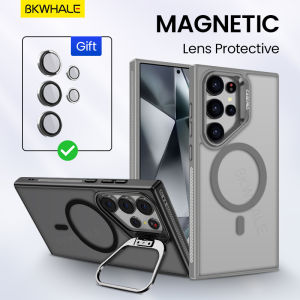 BKWHALE เคสแม่เหล็กติดโทรศัพท์สำหรับ Samsung Galaxy S24 Ultra S25 + S25 Ultra S25 + S24+ S25+ พร้อมปลอกเคลือบด้านโปร่งแสงฝาหลังอุปกรณ์เสริมสำหรับหมวกกันน็อค