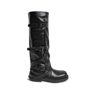 Heel-Height Increasing Knight Boots for Women Black Medium-High Top