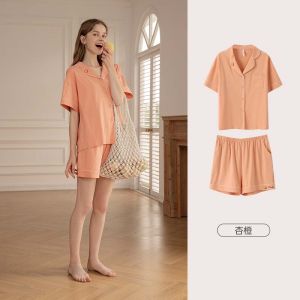 Anzibàn Womens Pure Cotton Sleepwear Loose Casual Long Sleeve Pants Set Spring Autumn Home Clothes Comfortable Breathable