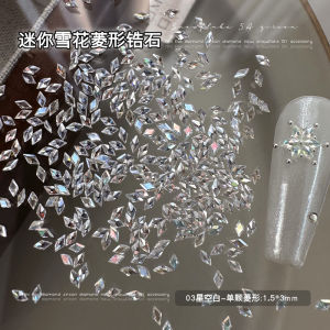 Đá Zirconia Hình Thoi Trắng Đính Ngang Tay Đá Pha Lê Giáng Sinh Mini Flat Bottom Flash Bang Show Nail Art Phụ Kiện Đính Đá