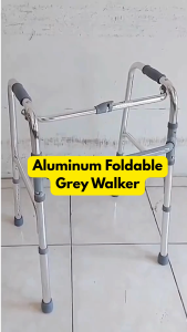 Portable Walker Aluminum Walking Aid Frame Foldable Walkers Adjustable Height For Elderly