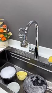 Đầu nối vòi nước đầu vòi tăng áp 3 chế độ kèm dây silicon kéo dài tới 45cm đầu gắn vòi rửa chén vòi lavabo rửa mặt