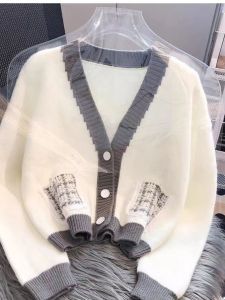 Áo Len Cardigan Dệt Kim Rộng Rãi Cổ Chữ V Tay Dài Thời Trang Xuân Thu Áo Khoác Ngoài Cho Nữ Chất Liệu Polyester Thường Ngày