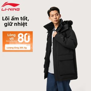 Li-Ning | Áo Khoác Lông vũ Chống Gió và Ấm Ám Thời Trang Retro Có Mũ cho Nam Mùa Đông