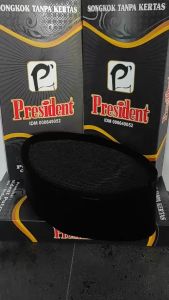 Songkok Peci Kopiah President Tanpa Kertas Full AC Bludru Hitam Berkualitas