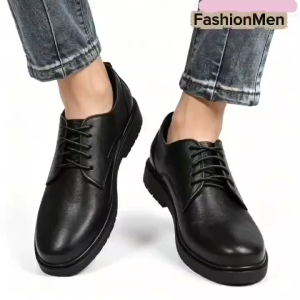 Mens Wide Fit Derby Shoes 2026 New Black Matte Comfort Non-Slip Business Casual Formal Footwear
