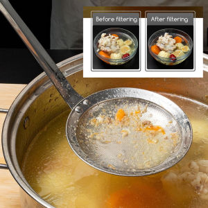 Stainless Steel Colander SpoonKitchen Soup Gravy Oil Soup Fat Separator Ladles Skimmer Spoon Soup ColanderFood Net Strainer