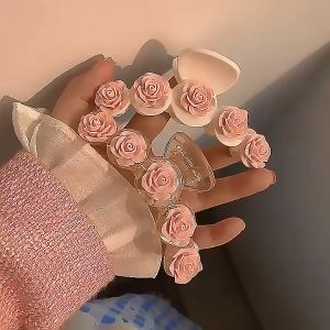 Kẹp Tóc Càng Cua Hoa Hồng Acrylic Độc Đáo Phong Cách Sang Trọng Thanh Lịch Cổ Điển Dễ Thương Thời Trang Hàn Quốc
