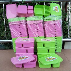 12 Pcs Kotak Makan / Lunchbox / Tepak Makan Plastik 3 Sekat 1000 ml