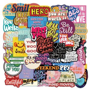 50-100PCS Cartoon English Slogan Series Account Stickers DIY Notebook Stationery Reward Stickers