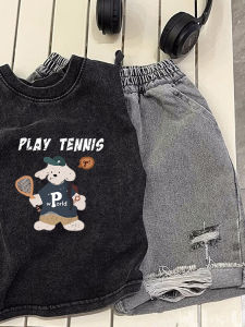 Korean Style Summer Clothes Childrens Fashionable Cartoon Print Sleeveless Boys Girls Loose Vest T-Shirt for Small to Medium Children