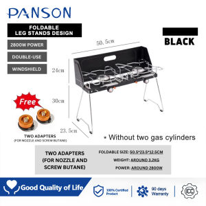 PANSON Portable Camping Gas Stove Dual Burners Lightweight Folding Design for Outdoor Cooking/BBQ