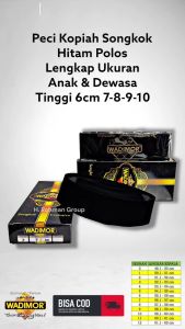 Kopiah Dewasa Merek Wadimor Tebal Halus Hitam Polos AC (Berventilasi)