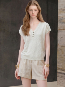 Henley Neck Knitted T-shirt