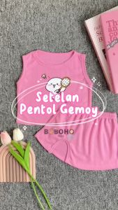 BOBOHO - SETELAN ANAK PEREMPUAN LOKAL MOTIF KARAKTER LUCU / SETELAN ROK PENDEK TANPA LENGAN LEMBUT DAN NYAMAN / MOTIF KARAKTER GAYA BARU MUSIM PANAS