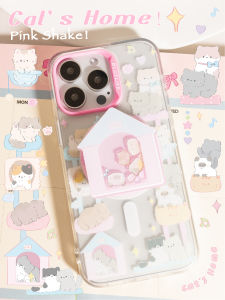 BlueLife Cat Villa Dual Layer Stress Reliever Magnetic Phone Case Original Craft Protection Cover for  15Pro Max 14 13Pro