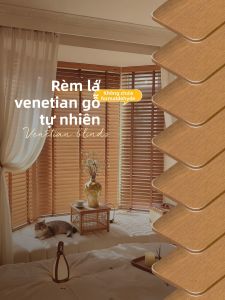 MENG Z·C | Retro Style Light Blocking Electric Lift Roller Blind Wooden