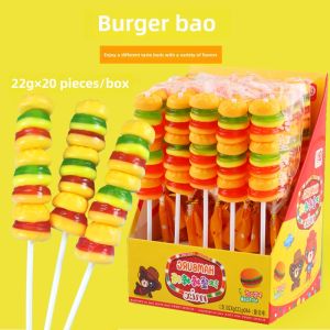 Creative Juicy Burger Candy Sticks Soft Candy Snacks Childrens Day Retro Treat Box Packaged Gel Candy Burger Pack Snacks