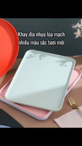 Bộ 5 Khay nhựa lúa mạch chữ nhật ST GROUP màu pastel phong cách vintage Mâm cơm gia đình Đĩa nhựa gia dụng decor nhà đẹp dễ lau chùi bền nhẹ chịu nhiệt độ cao
