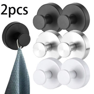 2pcs Reusable Stainless Steel Suction Cup Hook Punch-free Kitchen Bathroom Wall Hanger for Shower Bathroom Waterproof