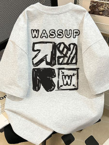 เสื้อยืดแขนสั้นหลวมๆ สำหรับผู้ชาย ทรงหลวมๆ สไตล์อเมริกันย้อนยุค เสื้อผ้าคู่รัก ลายพิมพ์ ผ้าฝ้าย ระบายอากาศได้ดี สวมใส่สบาย