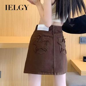 Ielgy Chân Váy Chữ A cạp cao kiểu hoài cổ mỏng cho nữ váy denim hợp thời trang