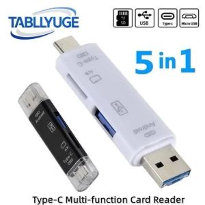 Bộ Đọc Thẻ Đa Năng 5 Trong 1 OTG Tốc Độ Cao Type C & Micro USB & USB Dành Cho Điện Thoại Android Và Máy Tính - Bộ Đọc Thẻ TF Đa Năng